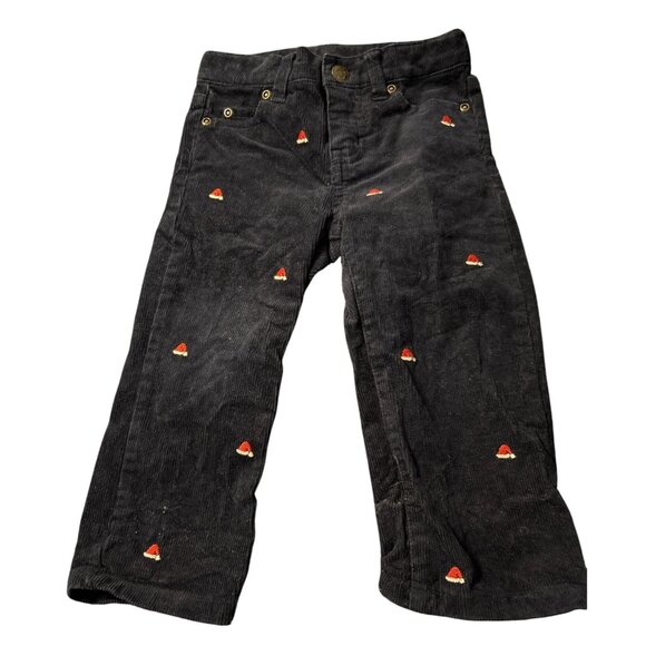 Janie and Jack Black Corduroy Santa Hat Embroidered Pants 18-24 Months Toddler - Picture 1 of 3